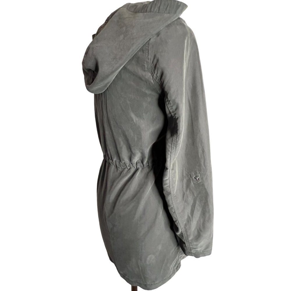 Divided by H&M women’s size 2 lightweight jacket hooded side, zipper army green - Picture 7 of 13